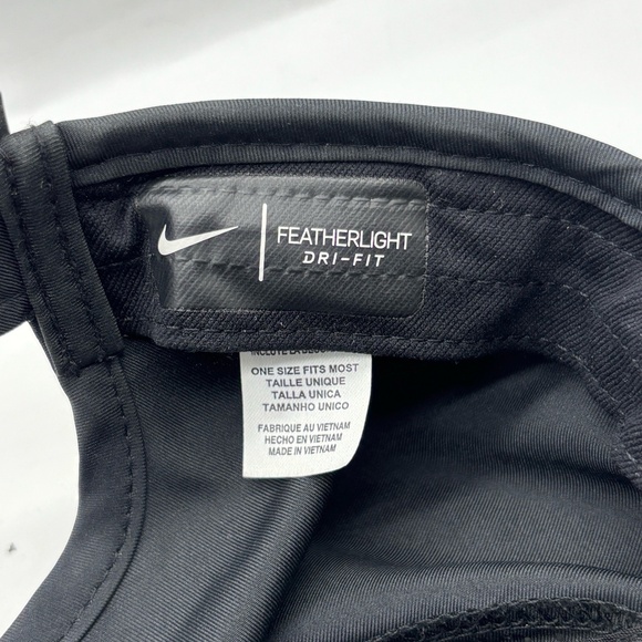 Nike Featherlight Dri-Fit Black Adjustable Hat Running Cap Lightweight Unisex - Picture 8 of 9